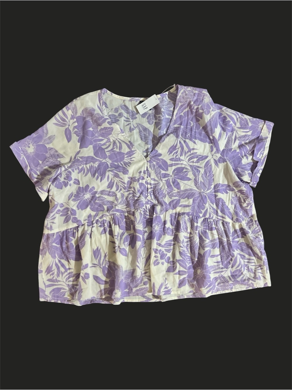 Gap NEW Floral Peplum V-Neck Top - Lavender